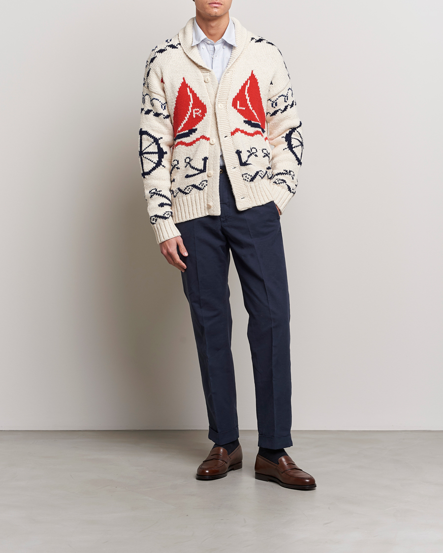 Homme | Pulls Et Tricots | Polo Ralph Lauren | Knitted Fishermen Shawl Collar Cardigan Cream
