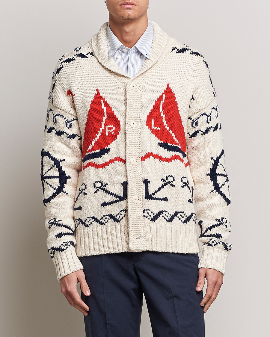 Homme | Pulls Et Tricots | Polo Ralph Lauren | Knitted Fishermen Shawl Collar Cardigan Cream