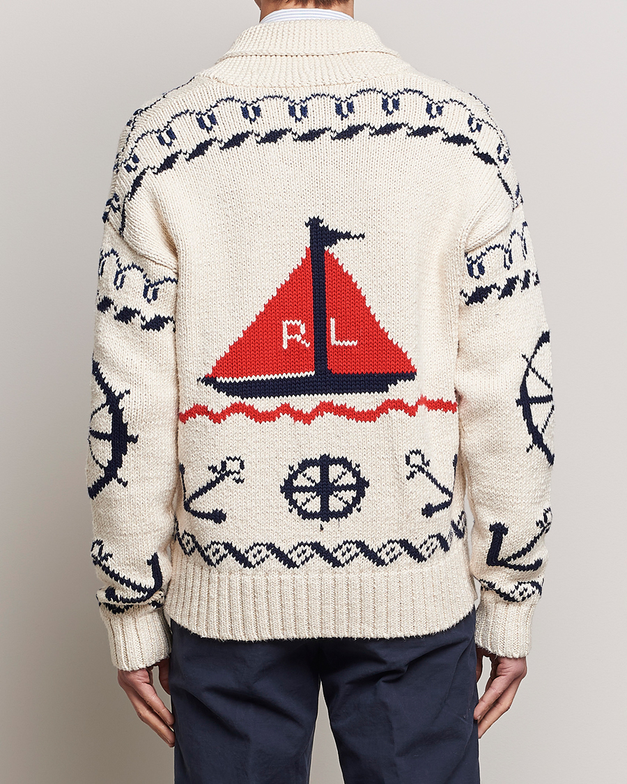 Homme | Pulls Et Tricots | Polo Ralph Lauren | Knitted Fishermen Shawl Collar Cardigan Cream