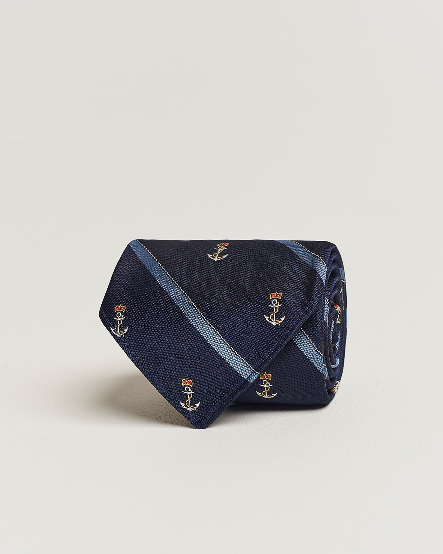 Homme | Polo Ralph Lauren Vintage Striped Anchor Tie Navy/Blue | Polo Ralph Lauren | Vintage Striped Anchor Tie Navy/Blue