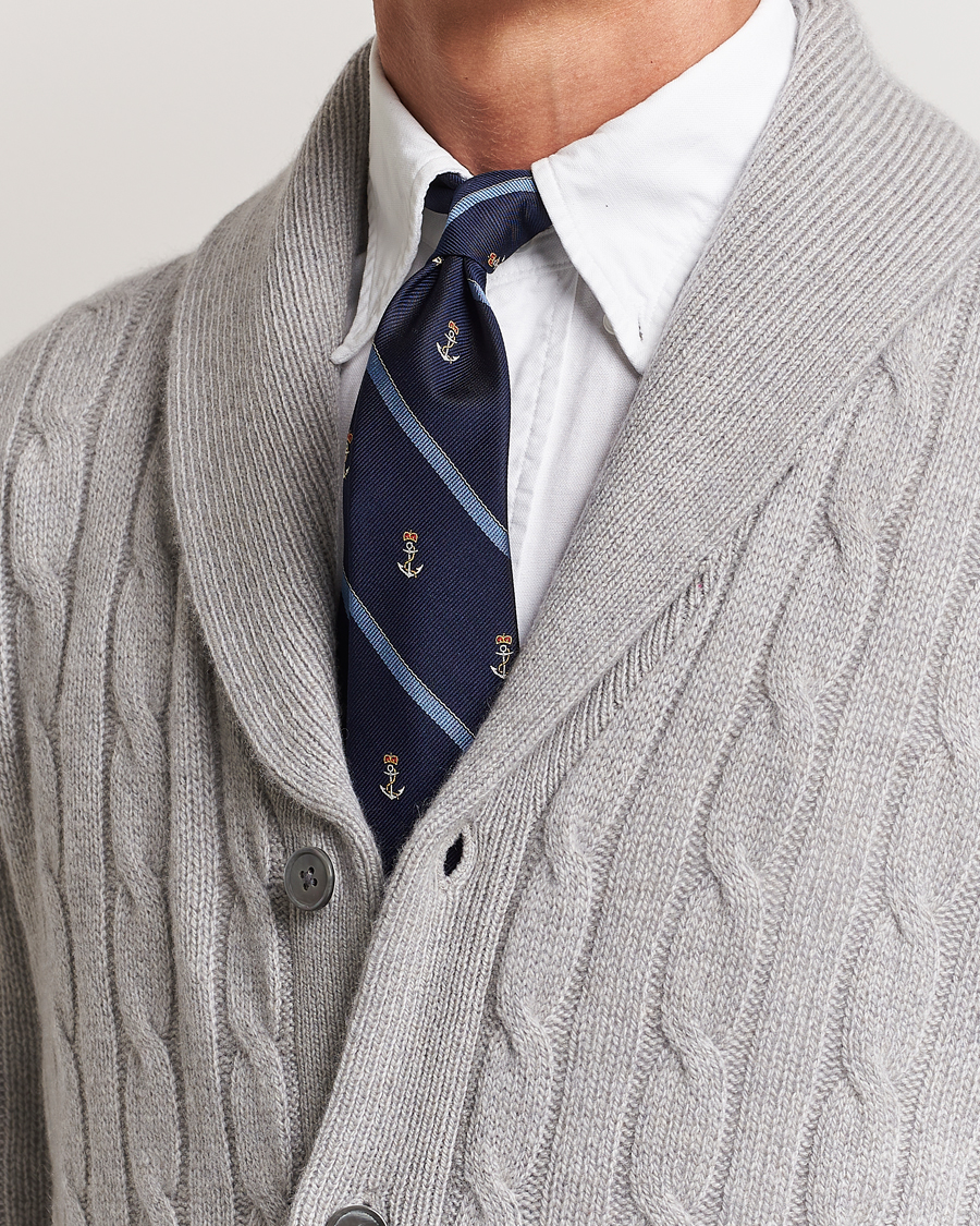 Homme | Polo Ralph Lauren Vintage Striped Anchor Tie Navy/Blue | Polo Ralph Lauren | Vintage Striped Anchor Tie Navy/Blue