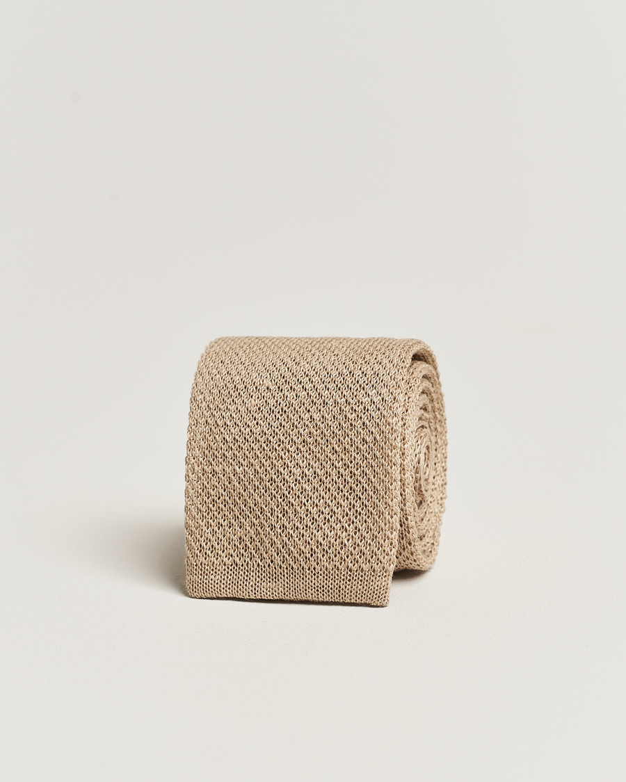 Homme | Polo Ralph Lauren Linen Knitted Tie Tan | Polo Ralph Lauren | Linen Knitted Tie Tan