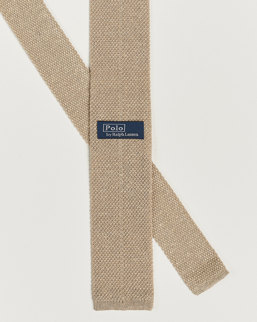 Homme | Polo Ralph Lauren Linen Knitted Tie Tan | Polo Ralph Lauren | Linen Knitted Tie Tan