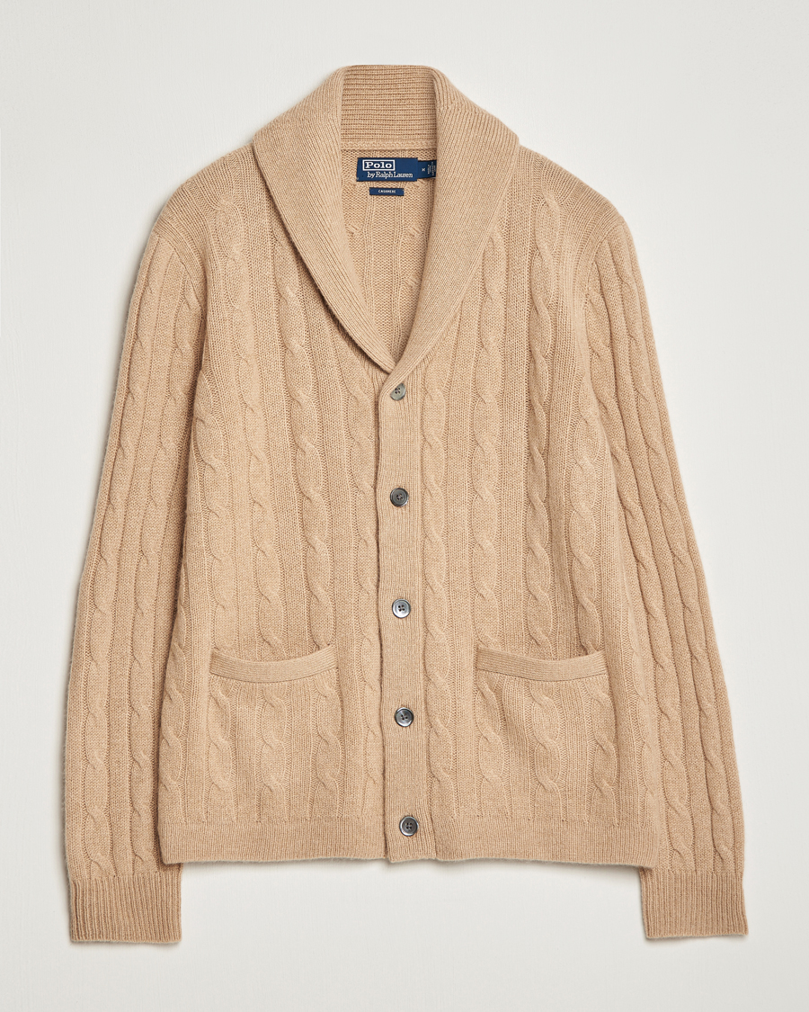 Homme | Pulls Et Tricots | Polo Ralph Lauren | Cashmere Cable Shawl Collar Cardigan Camel Melange