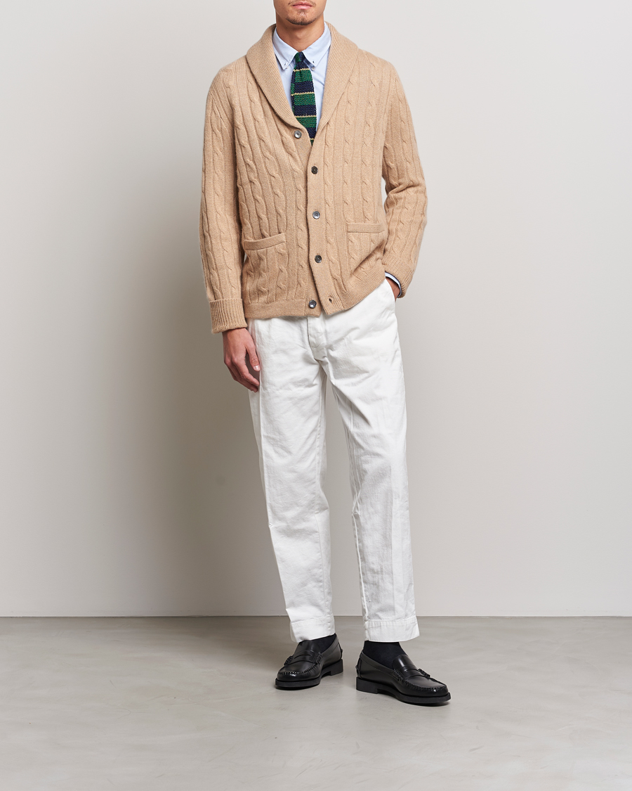 Homme | Pulls Et Tricots | Polo Ralph Lauren | Cashmere Cable Shawl Collar Cardigan Camel Melange