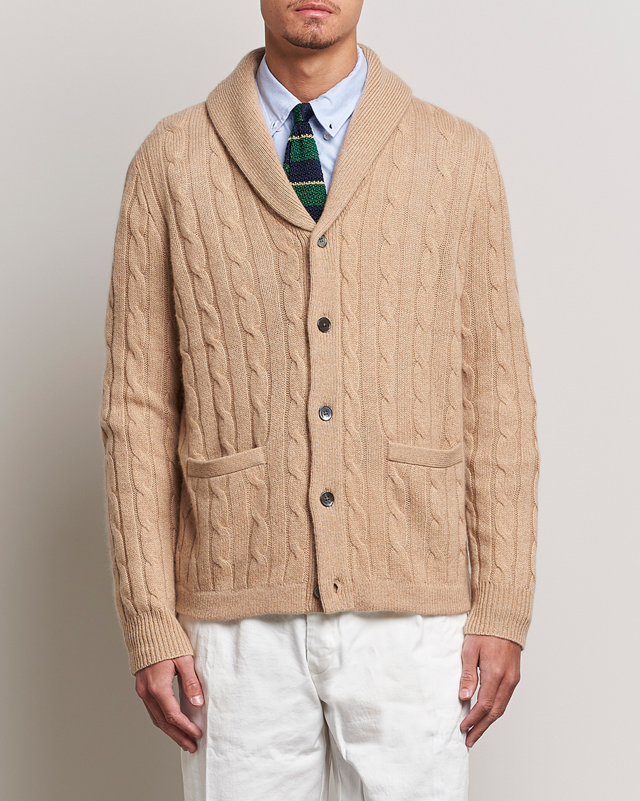 Homme | Pulls Et Tricots | Polo Ralph Lauren | Cashmere Cable Shawl Collar Cardigan Camel Melange