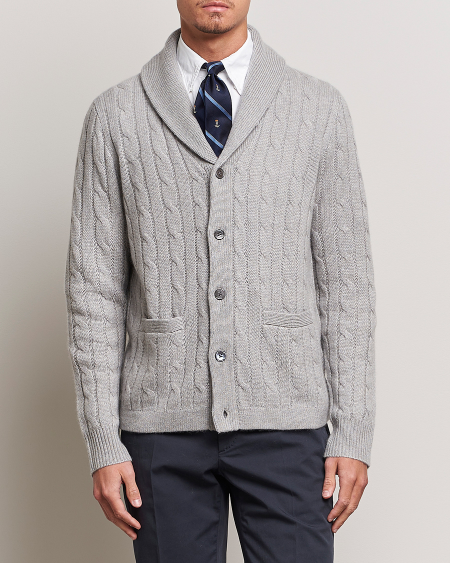 Homme | Pulls Et Tricots | Polo Ralph Lauren | Cashmere Cable Shawl Collar Cardigan Grey Heather