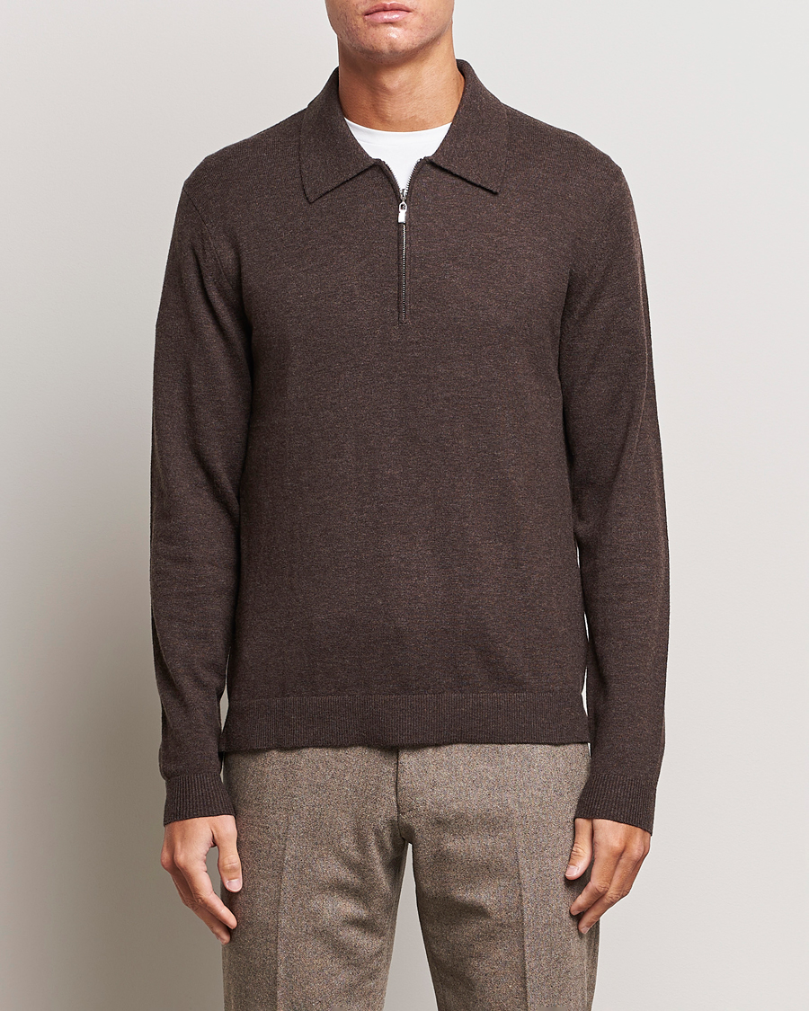 Homme | Pulls Et Tricots | Tiger of Sweden | Orbit Half Zip Merino Coffee