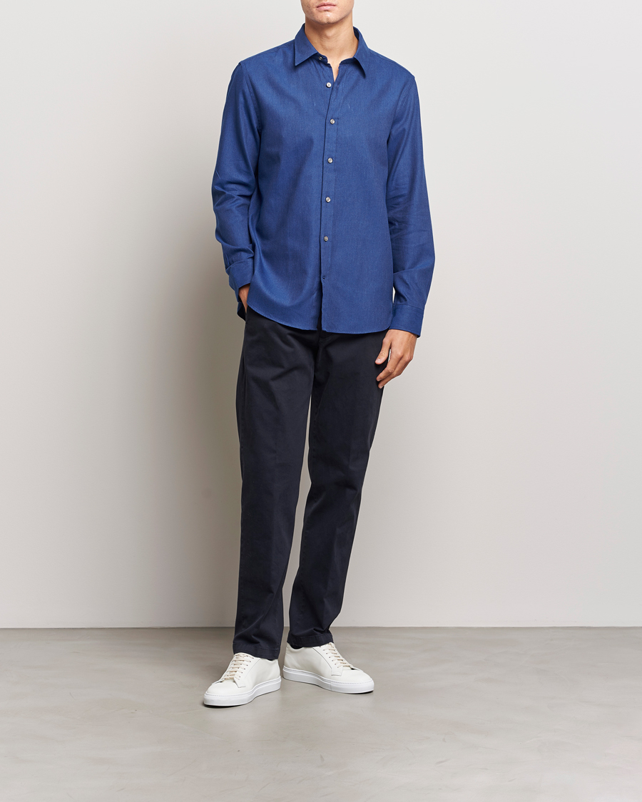 Homme | Chemises | Tiger of Sweden | Benjamin Flannel Shirt Blue Melange