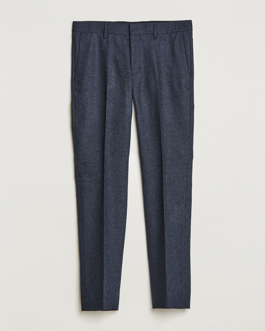 Homme | Pantalons | Tiger of Sweden | Tenutas Brushed Wool Trousers Midnight Blue