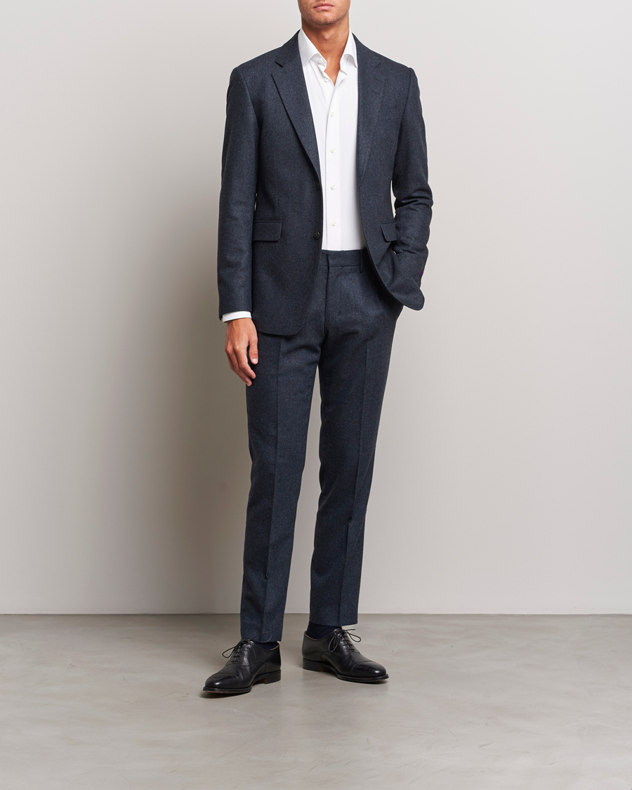 Homme | Pantalons | Tiger of Sweden | Tenutas Brushed Wool Trousers Midnight Blue