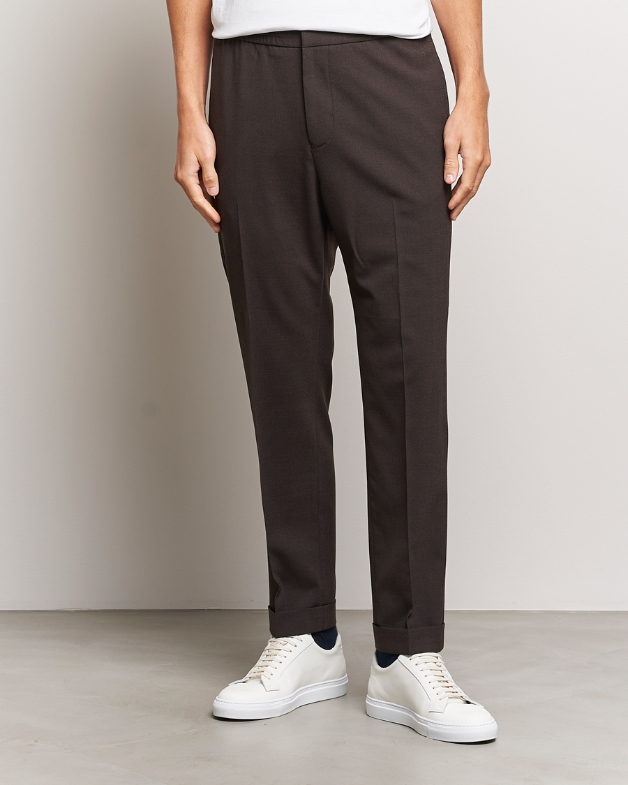 Homme | Pantalons À Cordon | Tiger of Sweden | Taven Drawstring Wool Trousers Coffee