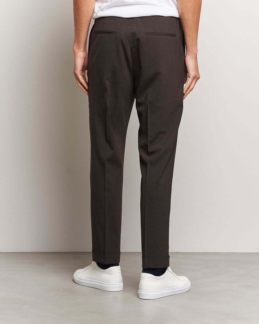 Homme | Pantalons | Tiger of Sweden | Taven Drawstring Wool Trousers Coffee