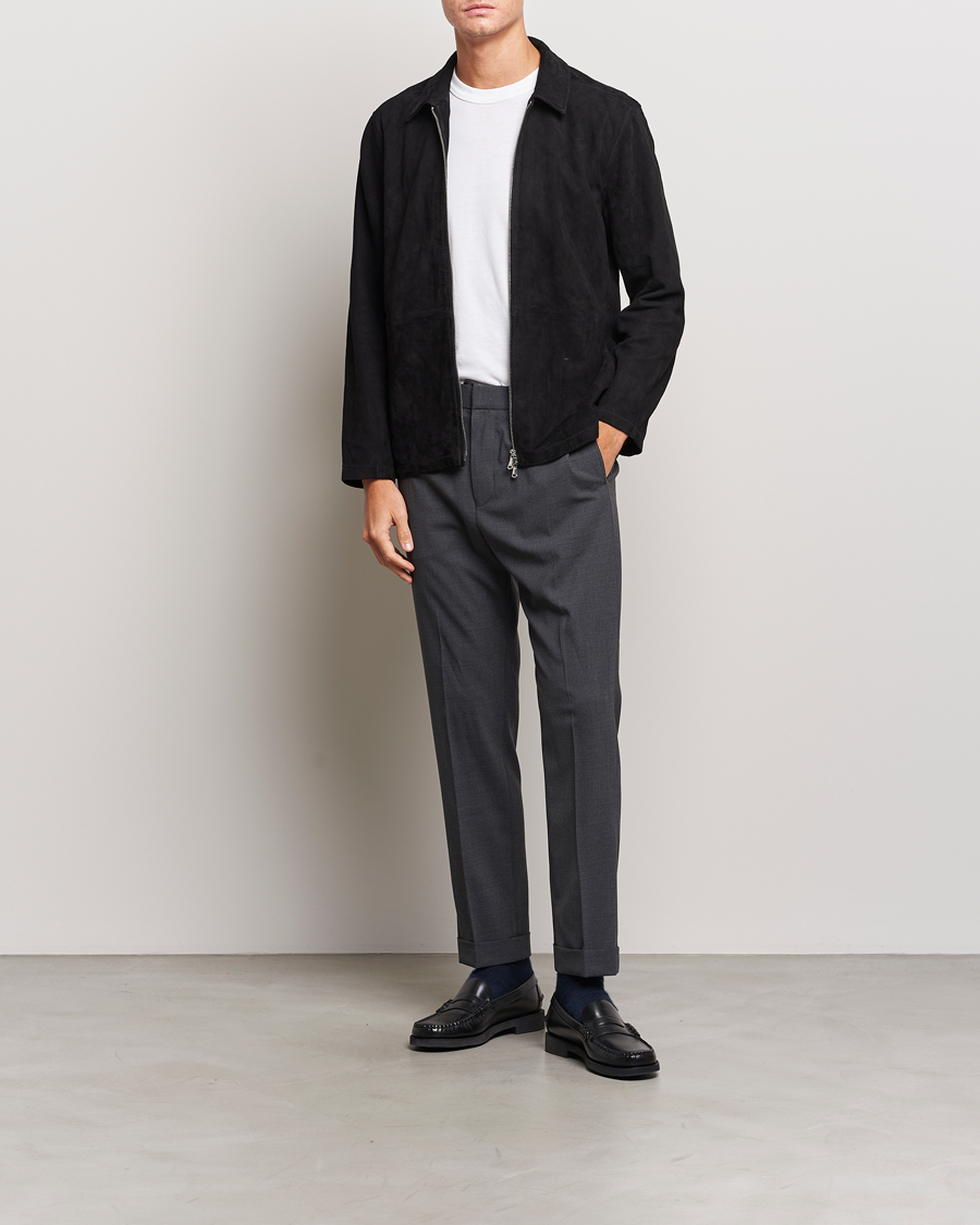 Homme | Pantalons | Tiger of Sweden | Taven Drawstring Wool Trousers Dark Grey Melange