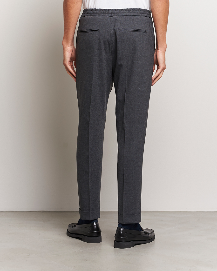 Homme | Pantalons | Tiger of Sweden | Taven Drawstring Wool Trousers Dark Grey Melange