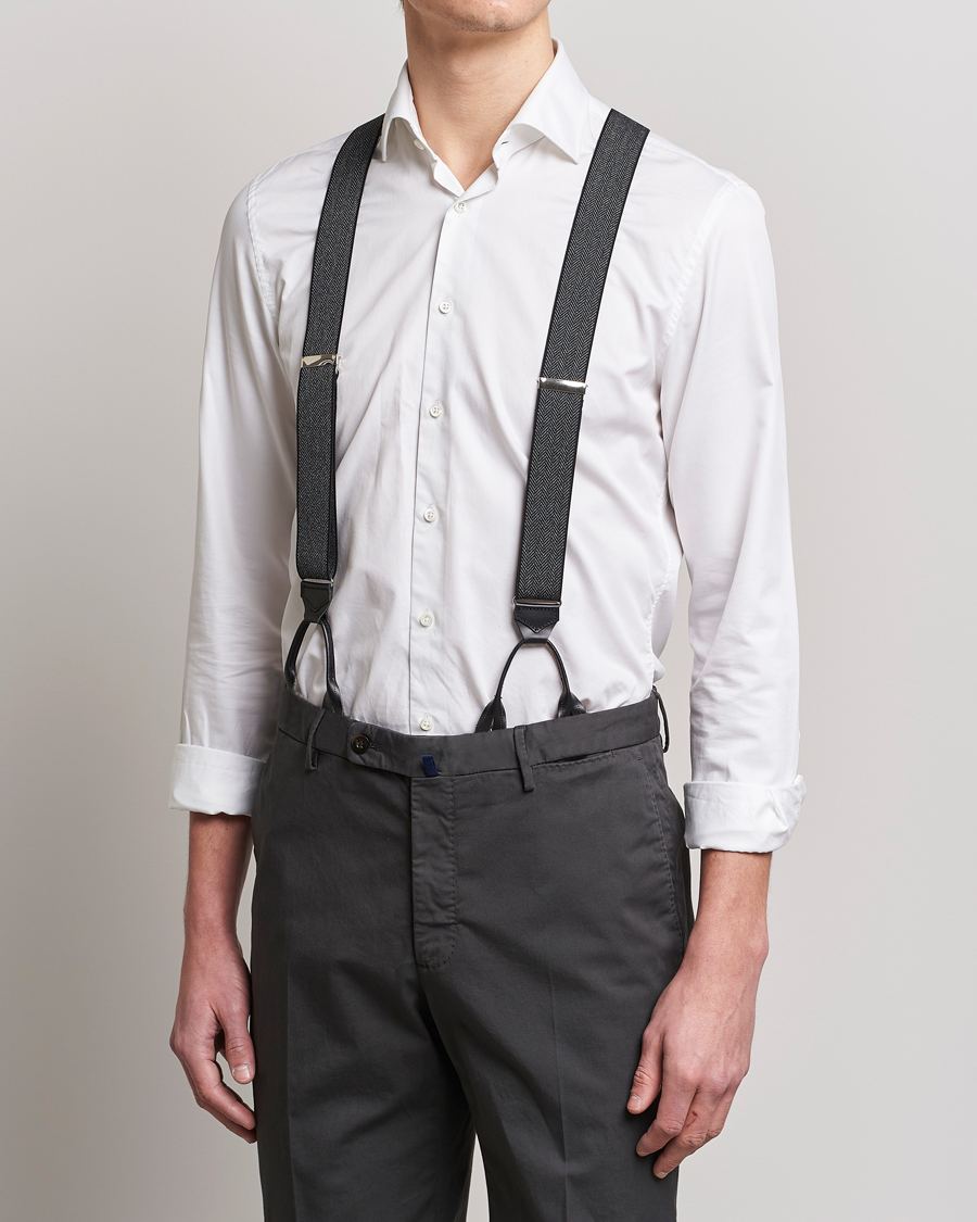 Homme | Stylesegment formal | Albert Thurston | Elastic Herringbone Braces 35mm Grey