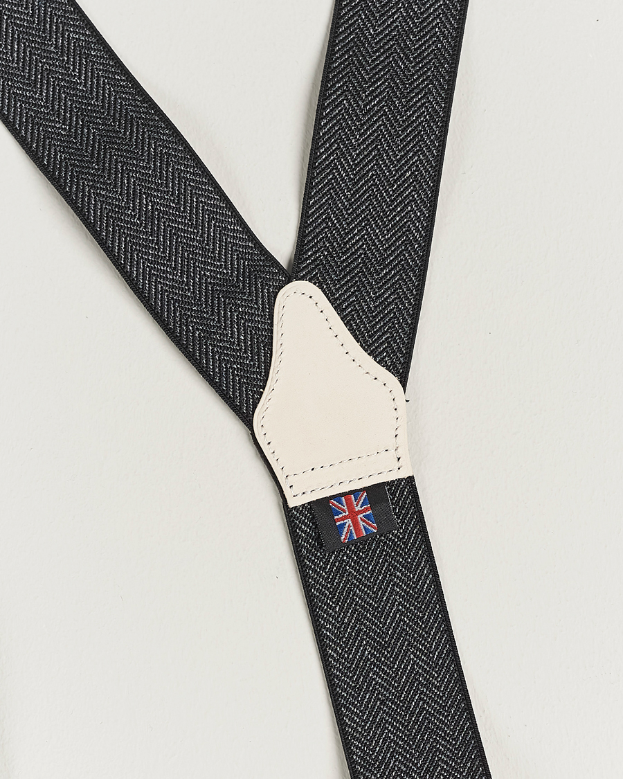 Homme | Albert Thurston Elastic Herringbone Braces 35mm Grey | Albert Thurston | Elastic Herringbone Braces 35mm Grey