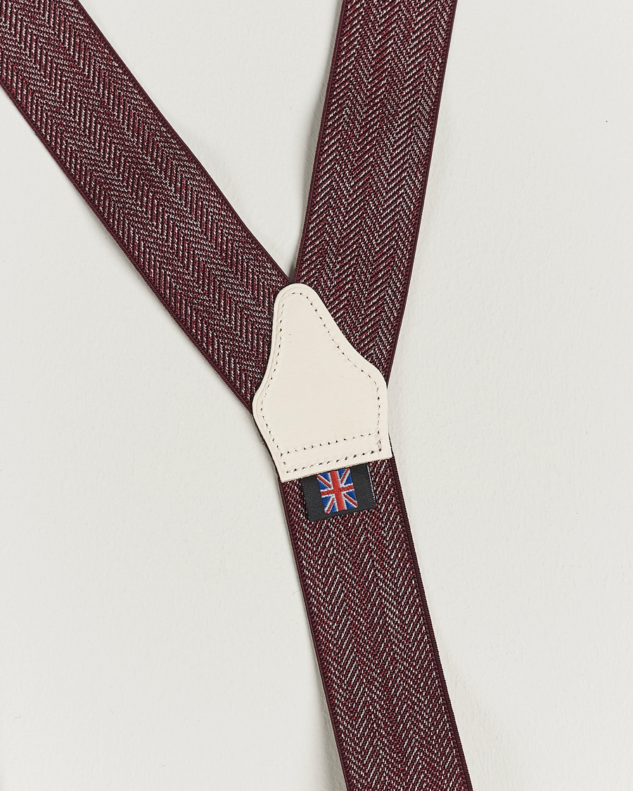 Homme | Albert Thurston Elastic Herringbone Braces 35mm Wine | Albert Thurston | Elastic Herringbone Braces 35mm Wine