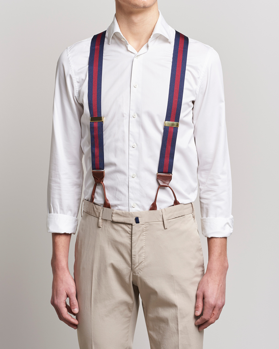 Homme | Stylesegment formal | Albert Thurston | Elastic Wide Stripe Braces 40mm Navy/Wine