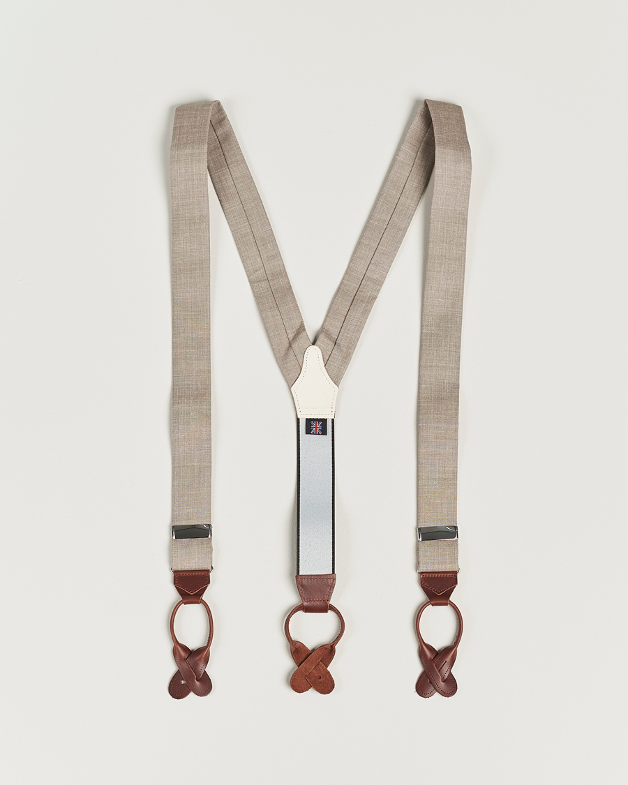 Homme | Albert Thurston Linen Braces Beige | Albert Thurston | Linen Braces Beige