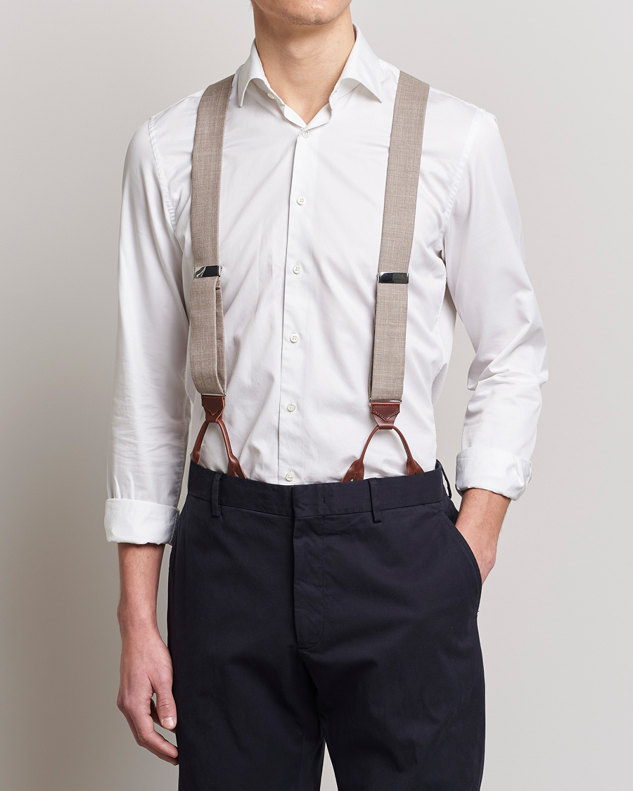 Homme | Stylesegment formal | Albert Thurston | Linen Braces Beige