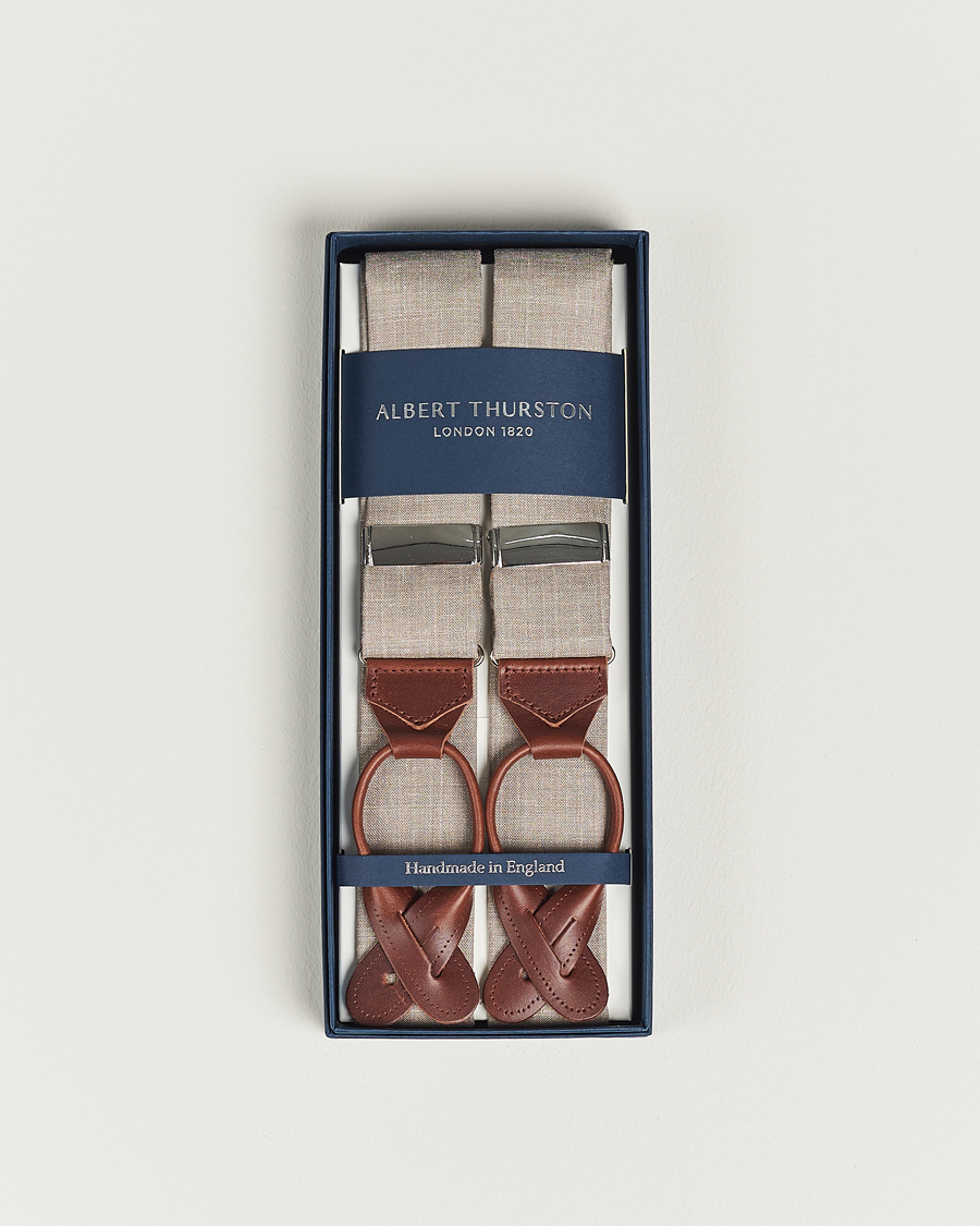 Homme | Albert Thurston Linen Braces Beige | Albert Thurston | Linen Braces Beige