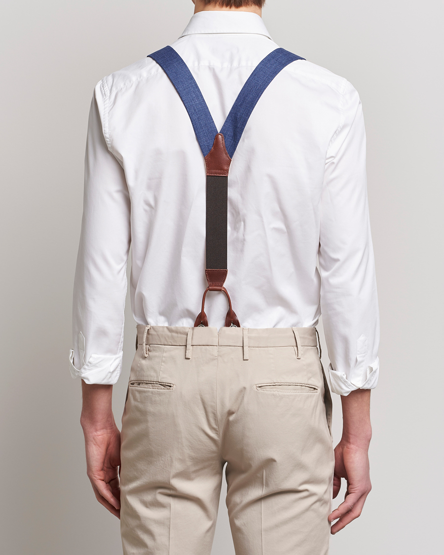 Homme | Albert Thurston Linen Braces Blue | Albert Thurston | Linen Braces Blue