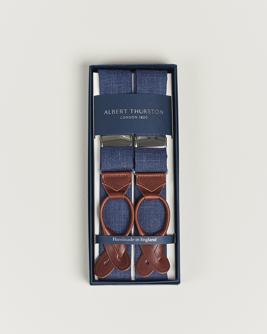 Homme | Albert Thurston Linen Braces Blue | Albert Thurston | Linen Braces Blue
