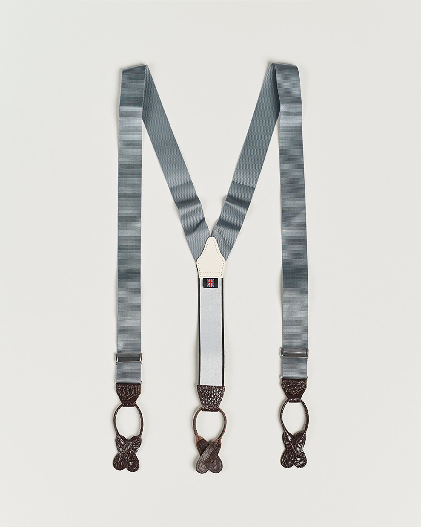 Homme | Bretelles | Albert Thurston | Elastic Ribbed Rigid Braces 35mm Dove Grey