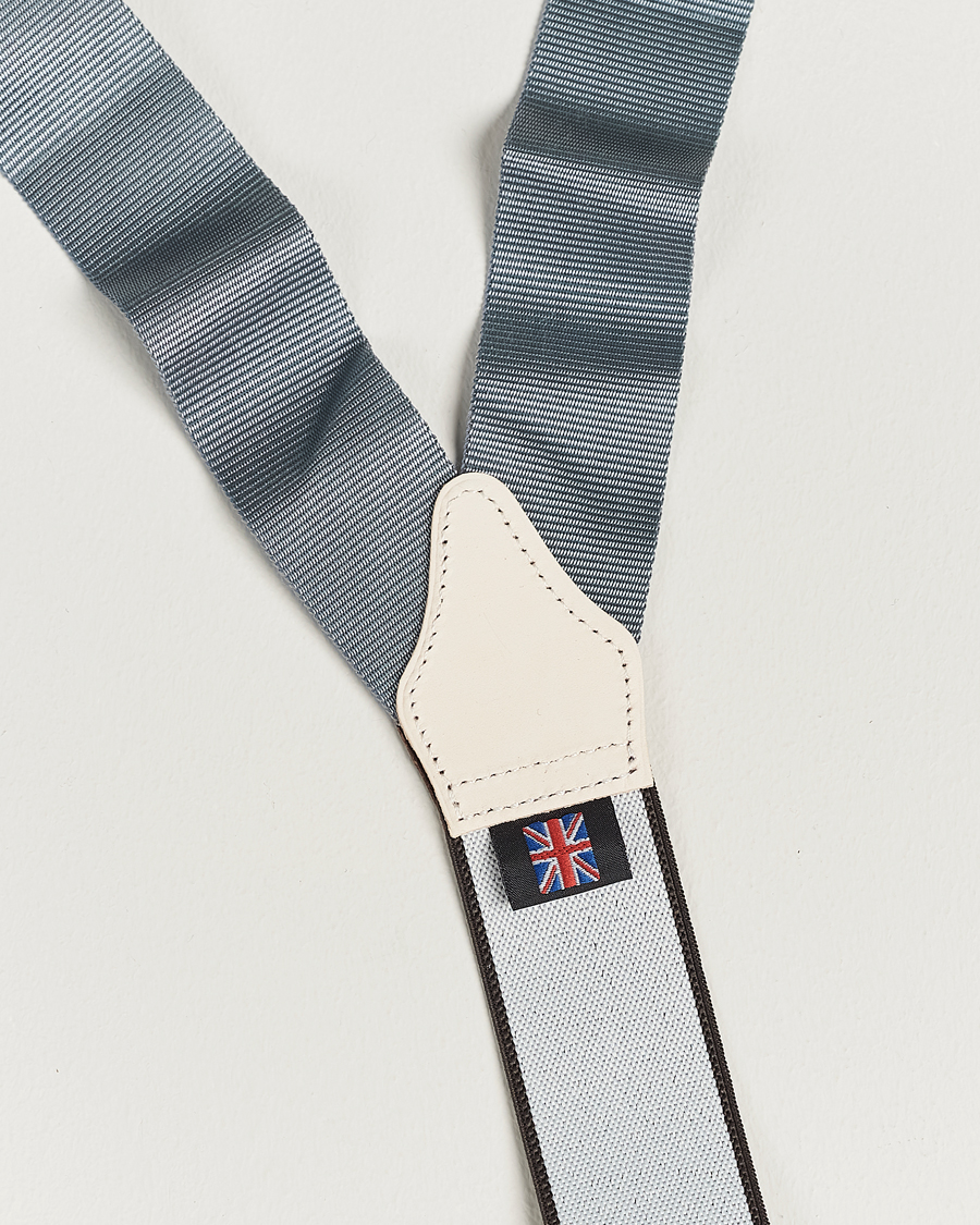 Homme | Bretelles | Albert Thurston | Elastic Ribbed Rigid Braces 35mm Dove Grey
