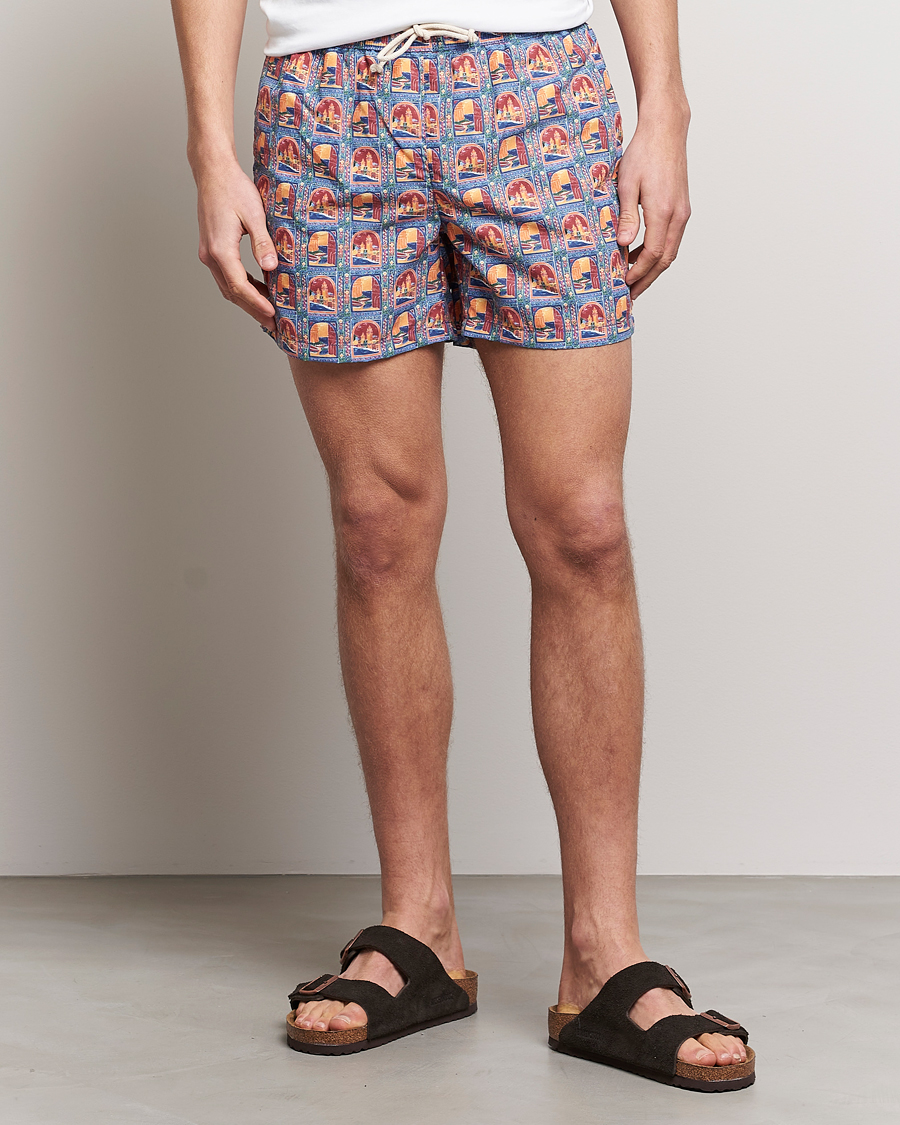 Homme | Maillots De Bain | Ripa Ripa | Printed Swimshorts Orange/Light Blue