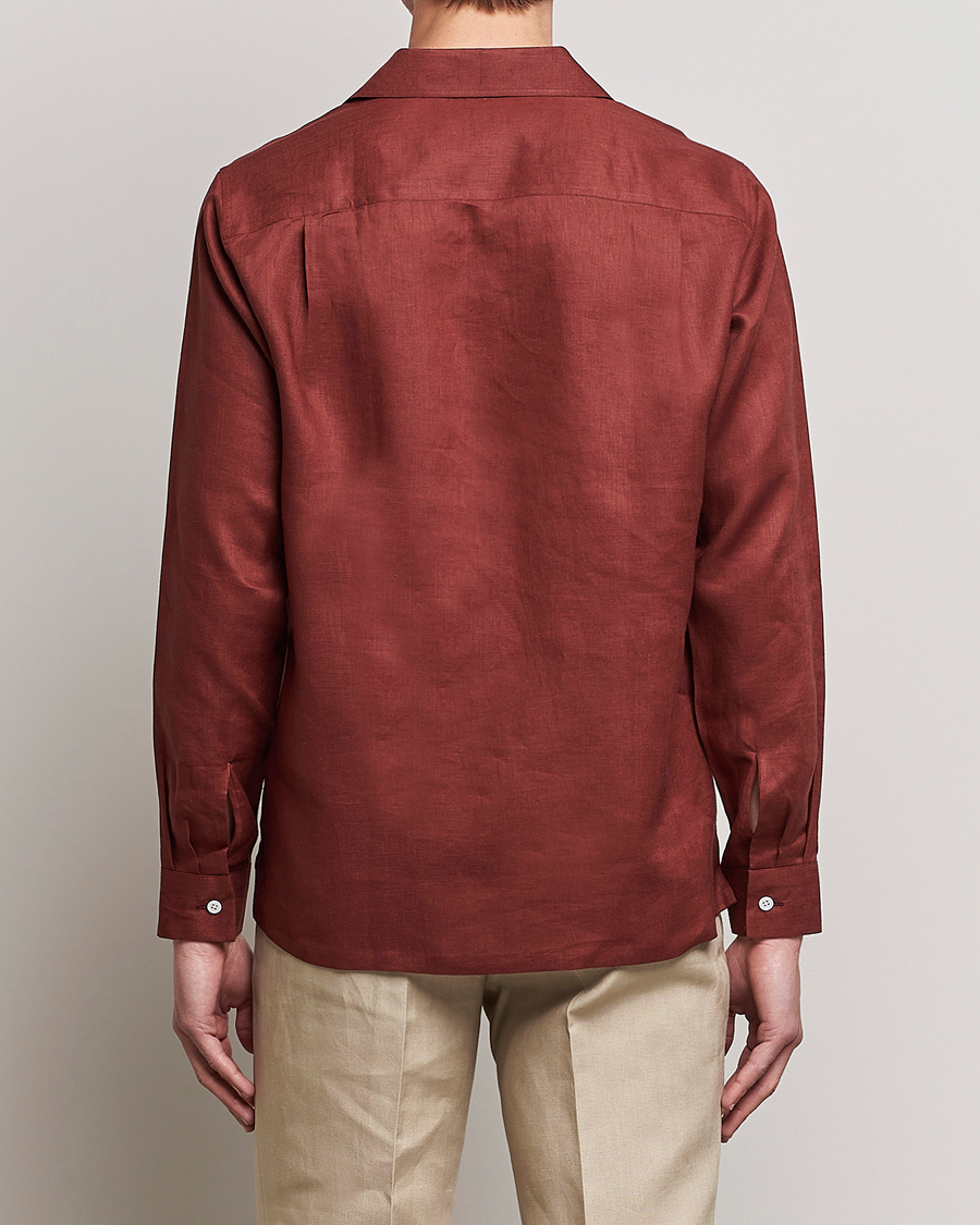 Homme | Chemises | Beams F | Relaxed Linen Shirt Brick