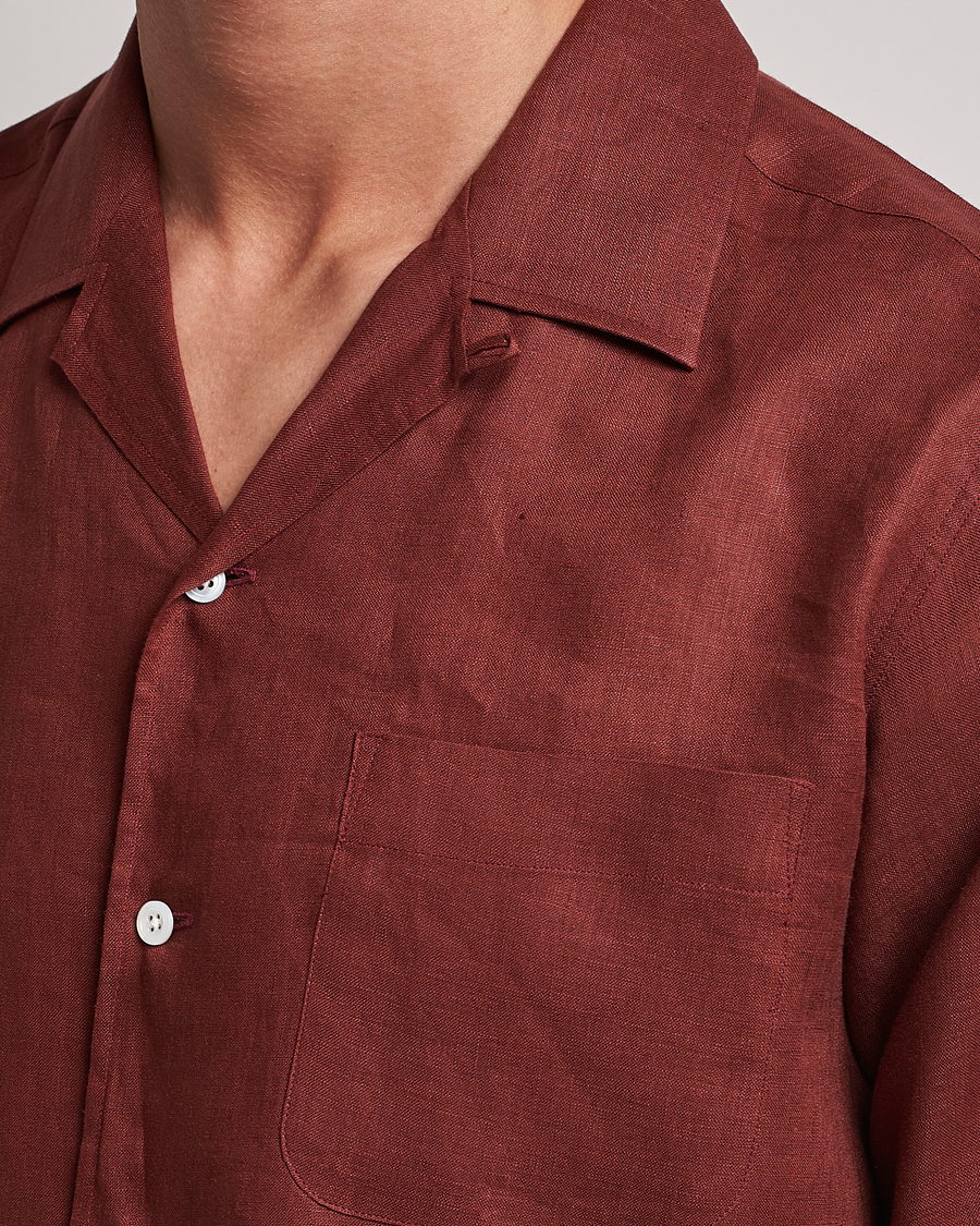 Homme | Chemises | Beams F | Relaxed Linen Shirt Brick