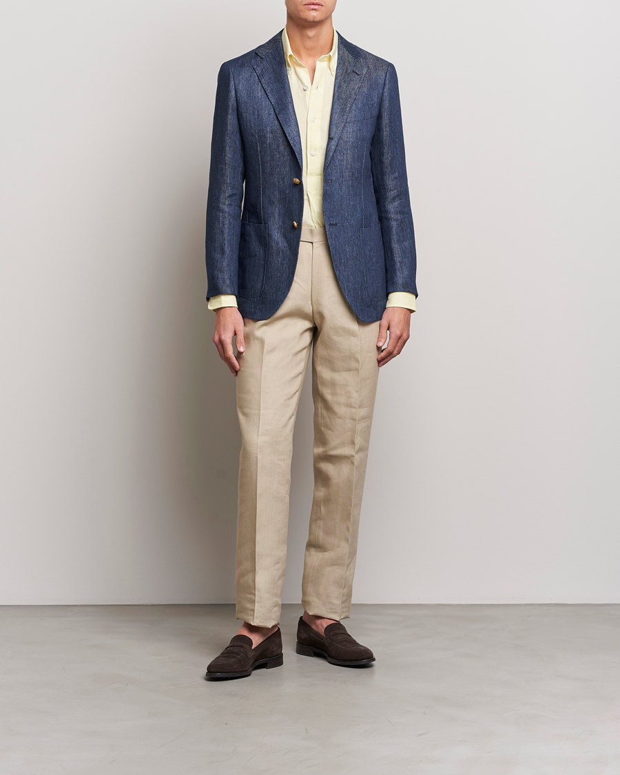 Homme | Blazers | Beams F | Patch Pocket Linen Blazer Indigo