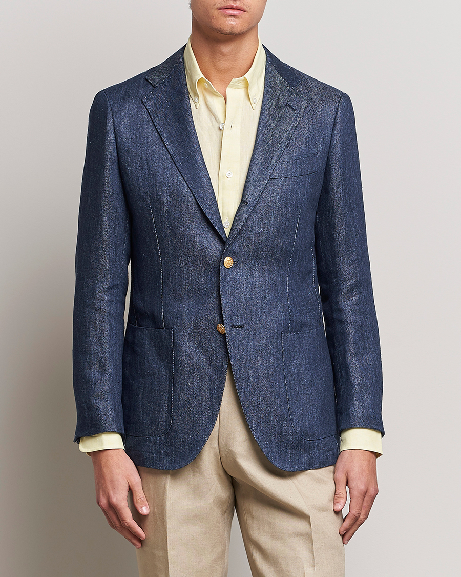 Homme | Blazers | Beams F | Patch Pocket Linen Blazer Indigo