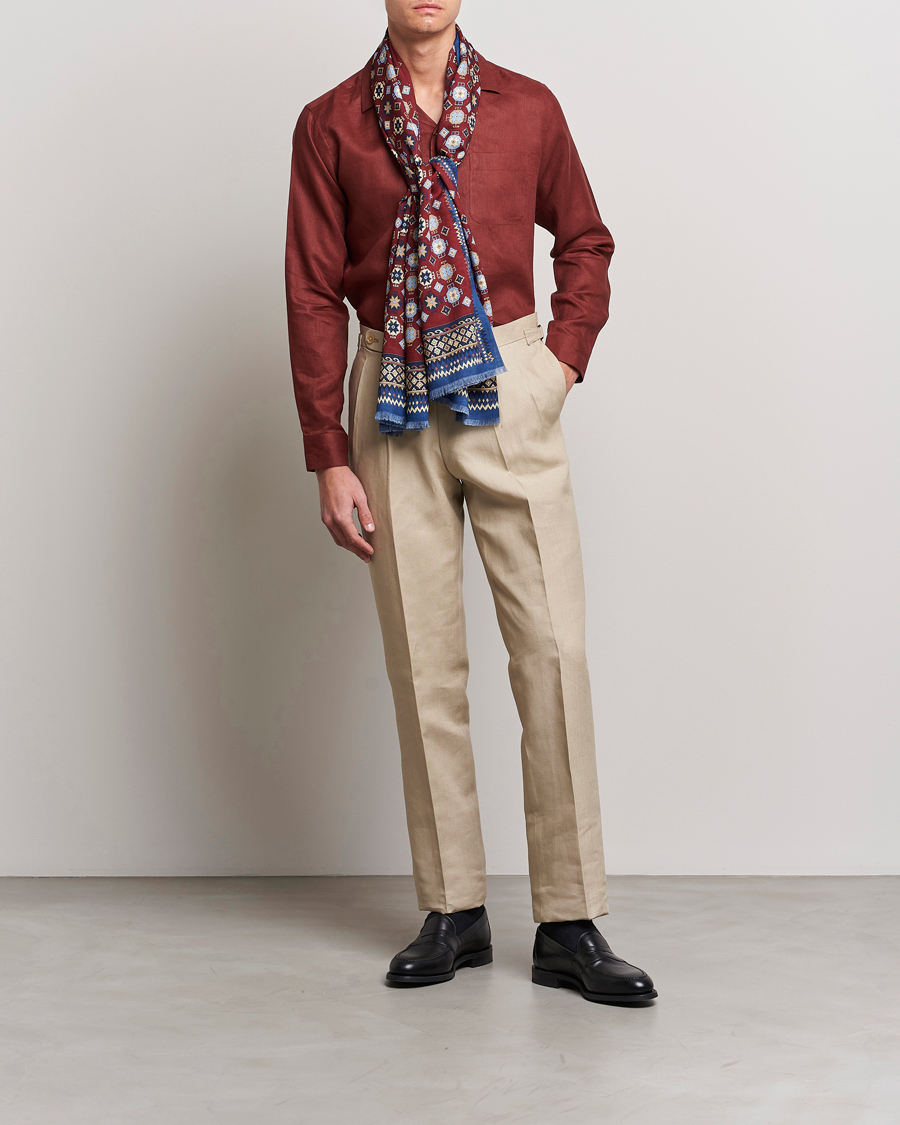 Homme | Pantalons | Beams F | Pleated Linen Trousers Beige