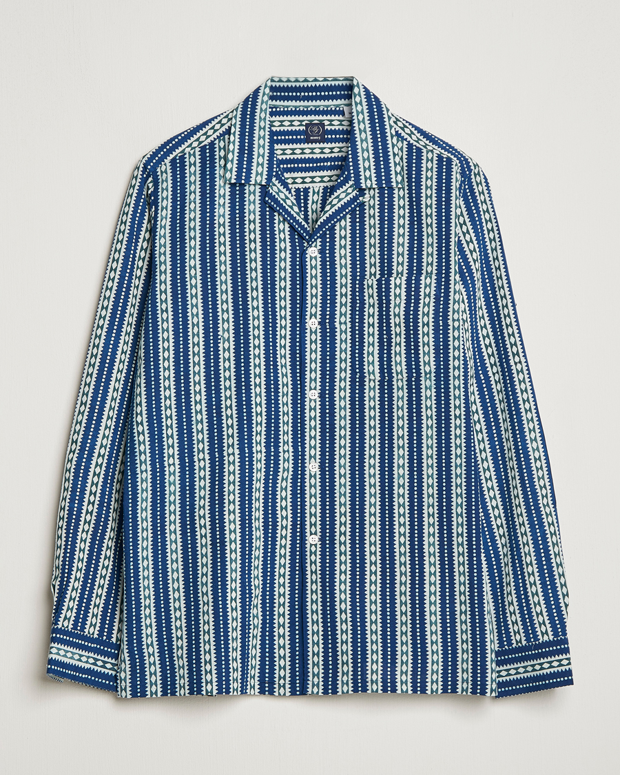 Homme | Chemises | Beams F | Relaxed Cotton Shirt Blue Stripes