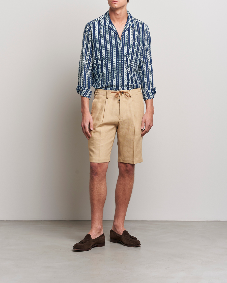 Homme | Chemises | Beams F | Relaxed Cotton Shirt Blue Stripes