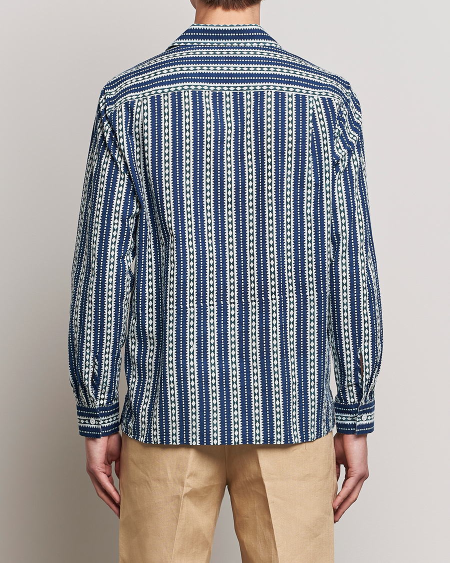 Homme | Chemises | Beams F | Relaxed Cotton Shirt Blue Stripes