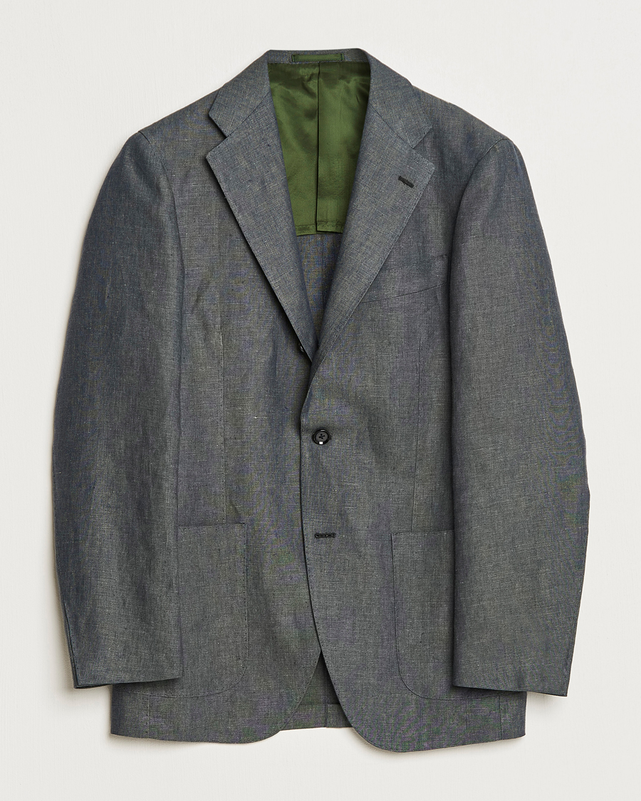 Homme | Blazers | Beams F | Patch Pocket Linen Blazer Petroleum Blue