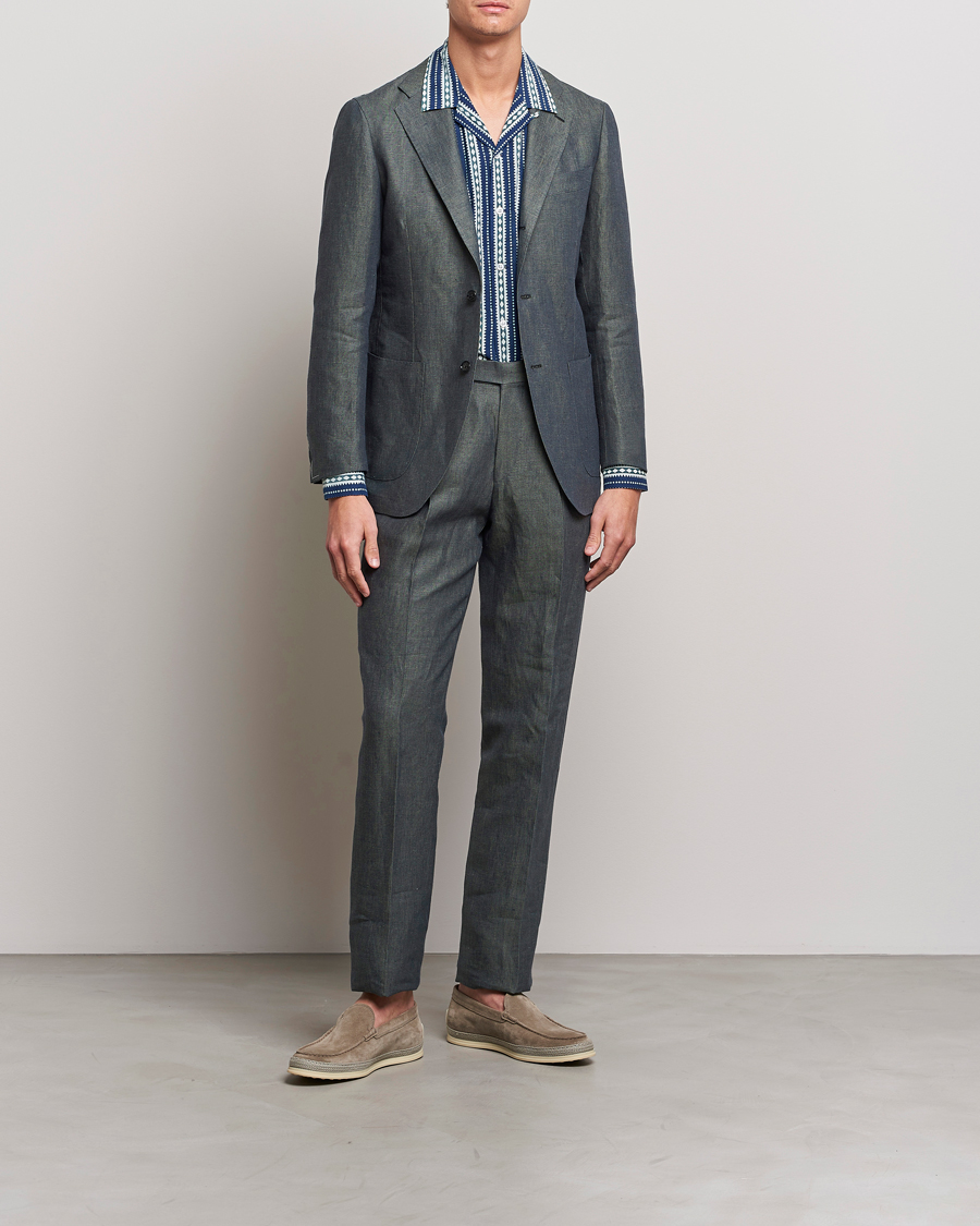 Homme | Blazers | Beams F | Patch Pocket Linen Blazer Petroleum Blue
