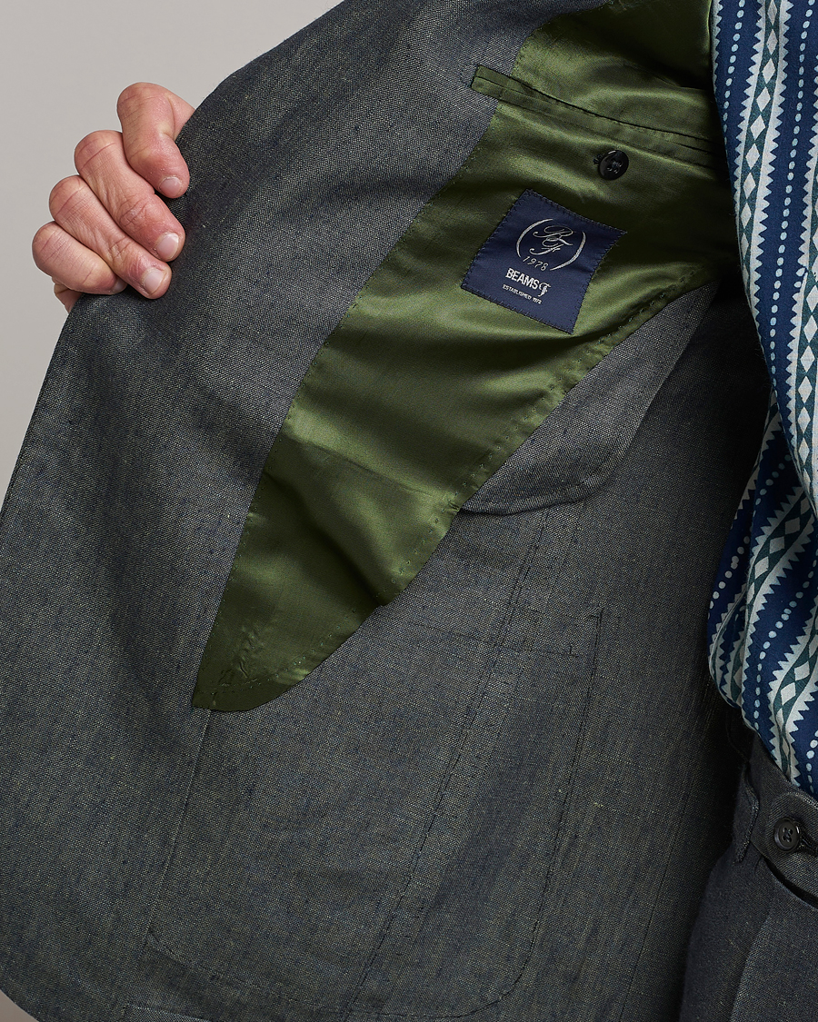 Homme | Blazers | Beams F | Patch Pocket Linen Blazer Petroleum Blue