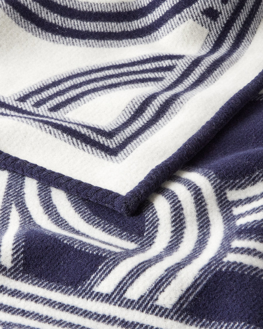 Homme | Ralph Lauren Home Berken Wool/Cashmere Signature Logo Blanket Navy | Ralph Lauren Home | Berken Wool/Cashmere Signature Logo Blanket Navy