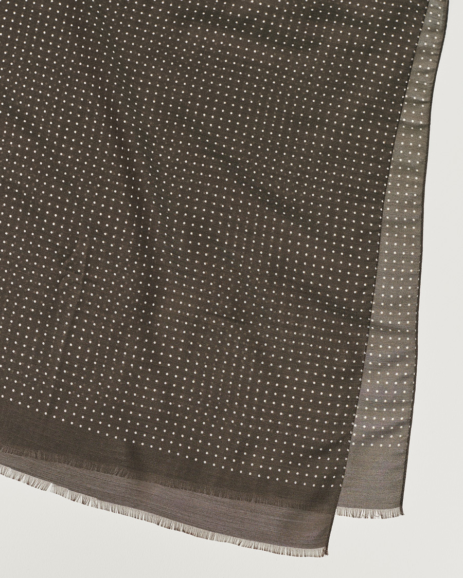 Homme | Eton Silk Wool Polka Dot Scarf Brown | Eton | Silk Wool Polka Dot Scarf Brown