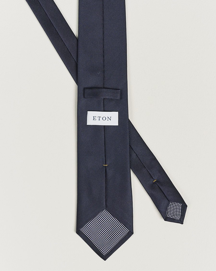 Homme | Cravates | Eton | Silk Basket Weave Tie Navy