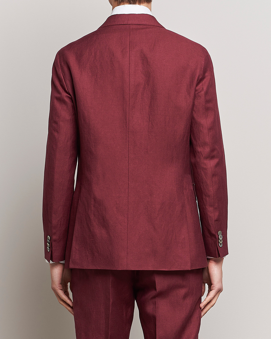 Homme | Blazers | Oscar Jacobson | Farris Double Breasted Linen Blazer Moon Red