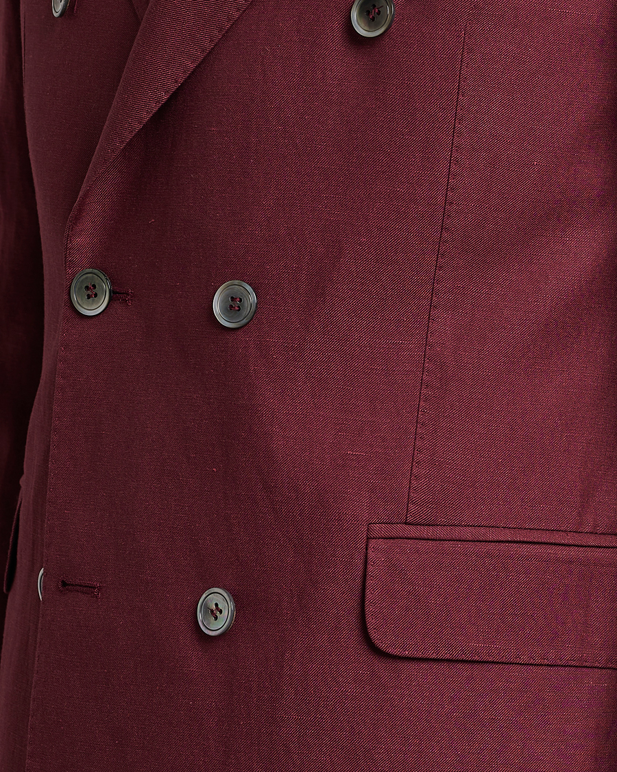 Homme | Blazers | Oscar Jacobson | Farris Double Breasted Linen Blazer Moon Red
