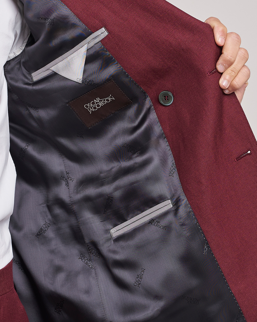 Homme | Blazers | Oscar Jacobson | Farris Double Breasted Linen Blazer Moon Red
