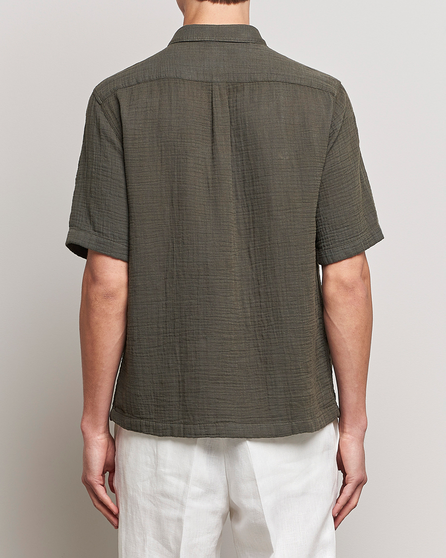 Homme | Chemises | Oscar Jacobson | Regular Fit City Crepe Cotton Shirt Green