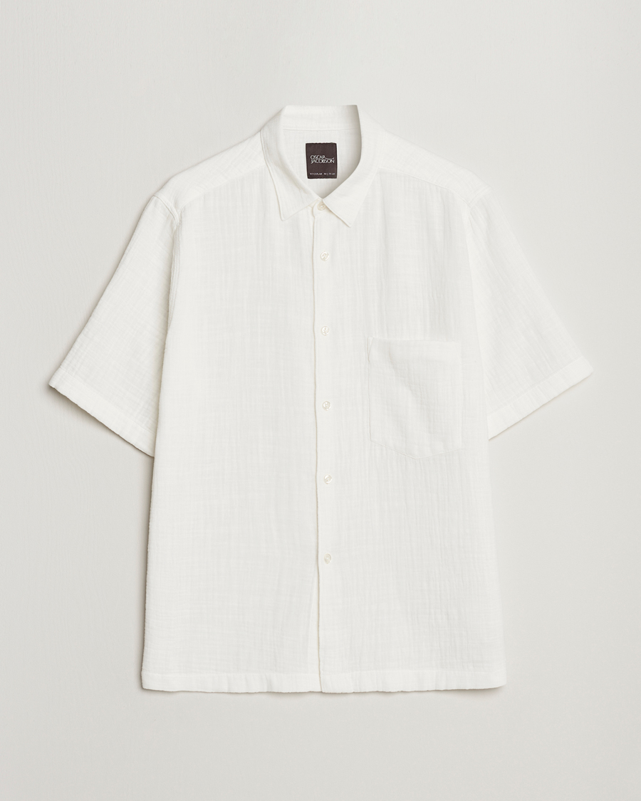 Homme | Chemises | Oscar Jacobson | Regular Fit City Crepe Linen Shirt Off White